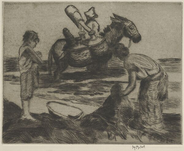 Water Carrier, George Overbury "Pop" Hart (American, Cairo, Illinois 1868–1933 New York), Drypoint on zinc 