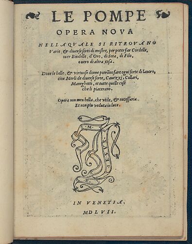 Le Pompe: Opera Nova, title page (recto)