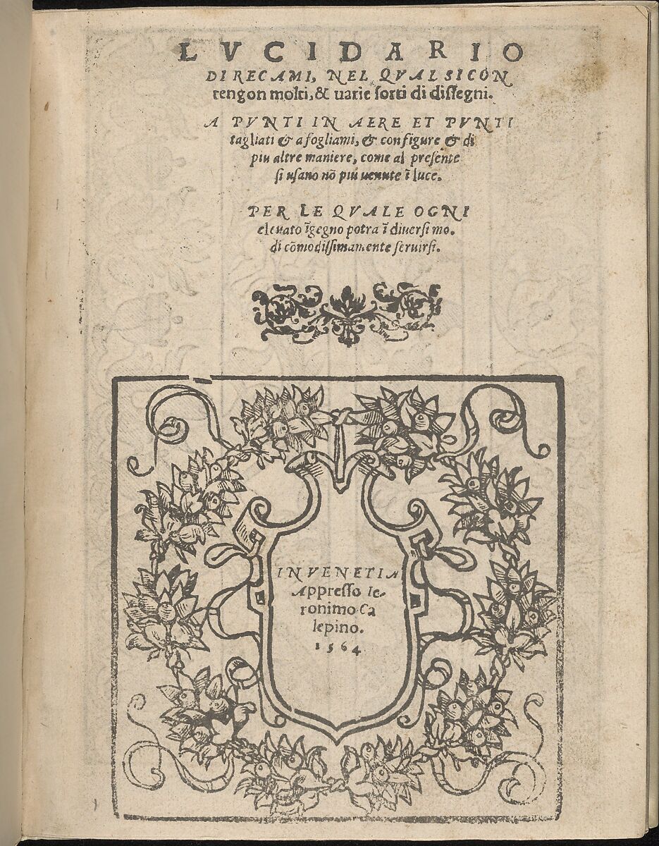 Lucidario di Recami, title page (recto), Iseppo Foresto (Italian, active Venice, 1557), Woodcut 