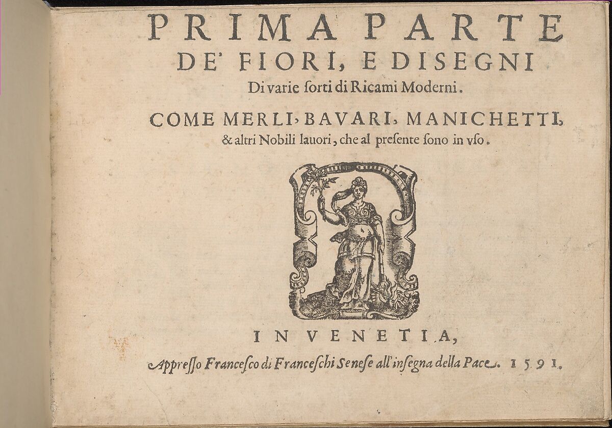 Prima Parte de' Fiori, e Disegni di varie sorti di Ricami Moderni, title page (recto), Giovanni Battista Ciotti (Italian, born Siena, ca. 1560), Woodcut 