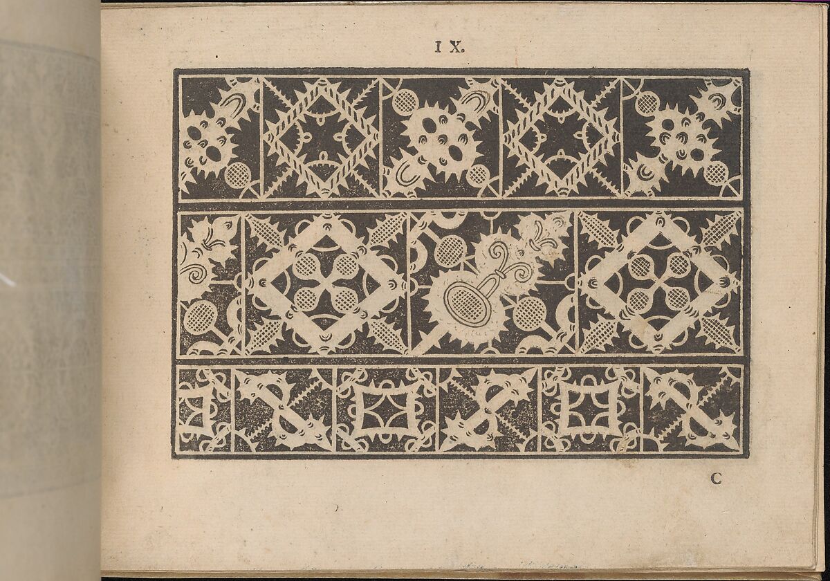 Prima Parte de' Fiori, e Disegni di varie sorti di Ricami Moderni, page 9 (recto), Giovanni Battista Ciotti (Italian, born Siena, ca. 1560), Woodcut 