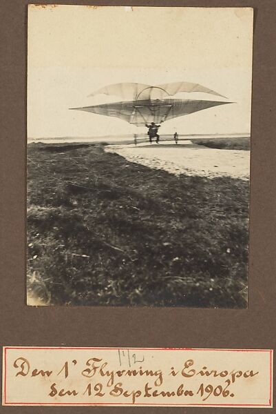 Den 1' Flyvning i Europa Sen 12 September 1906., Jacob Christian Hansen Ellehammer (Danish, 1871–1946), Gelatin silver prints from glass negatives 