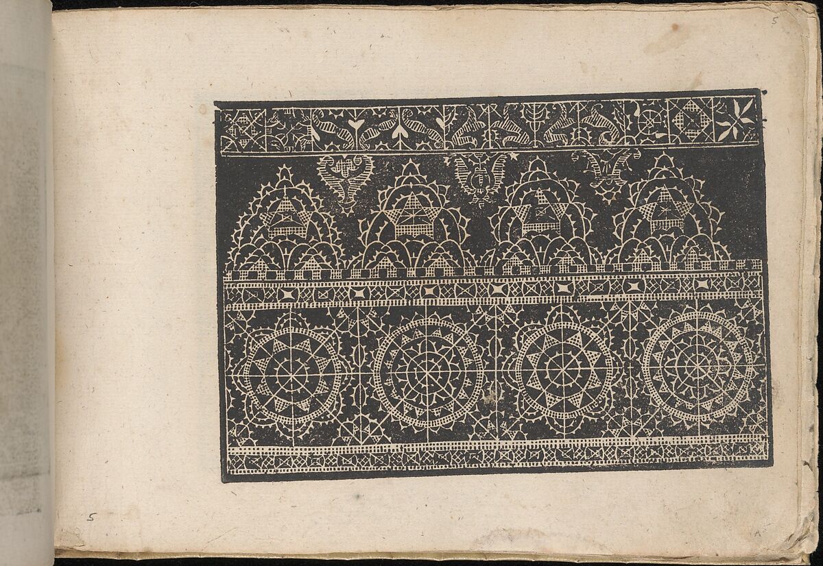 Fiori di Ricami Nuovamente Posti in Luce, page 5 (recto), Matteo Florimi (Italian, active Siena, ca. 1581–died 1613), Woodcut 