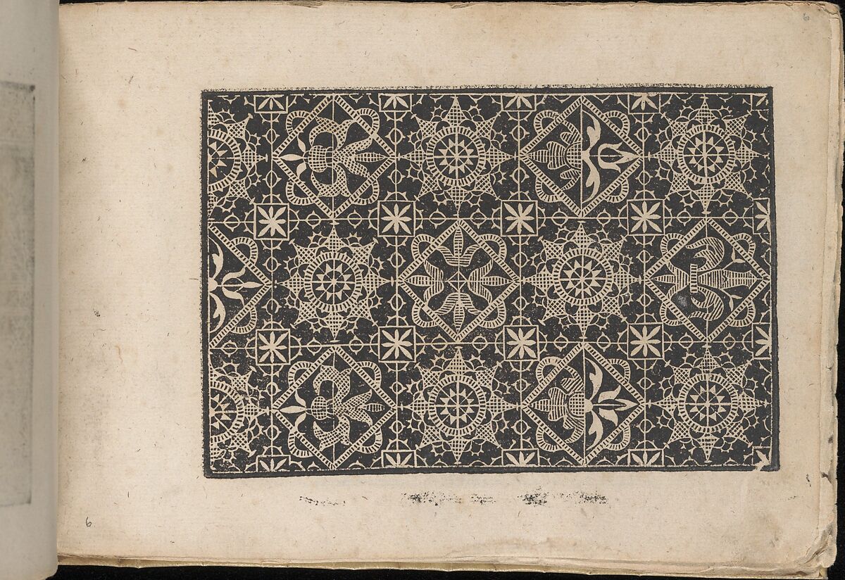 Fiori di Ricami Nuovamente Posti in Luce, page 6 (recto), Matteo Florimi (Italian, active Siena, ca. 1581–died 1613), Woodcut 