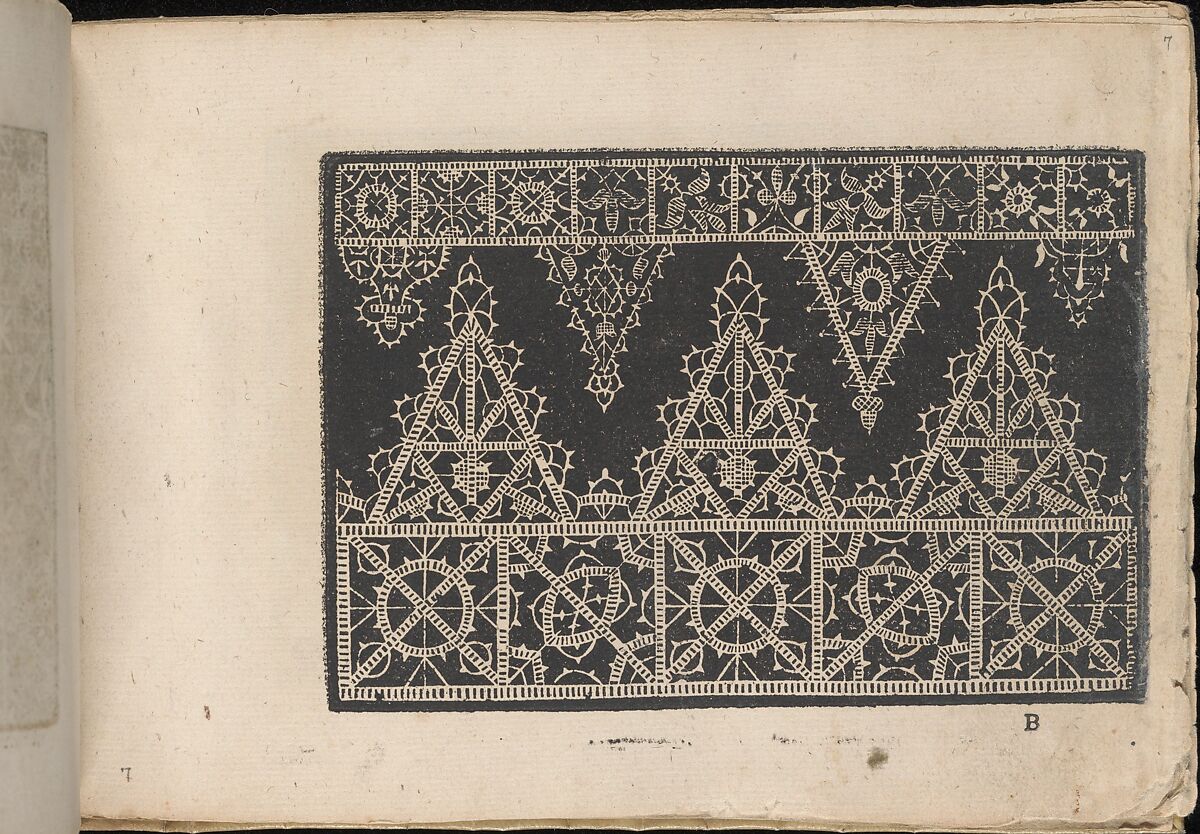 Fiori di Ricami Nuovamente Posti in Luce, page 7 (recto), Matteo Florimi (Italian, active Siena, ca. 1581–died 1613), Woodcut 