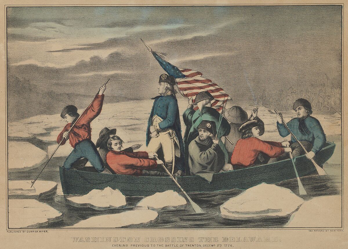 Currier & Ives Washington Crossing the Delaware Evening Previous to