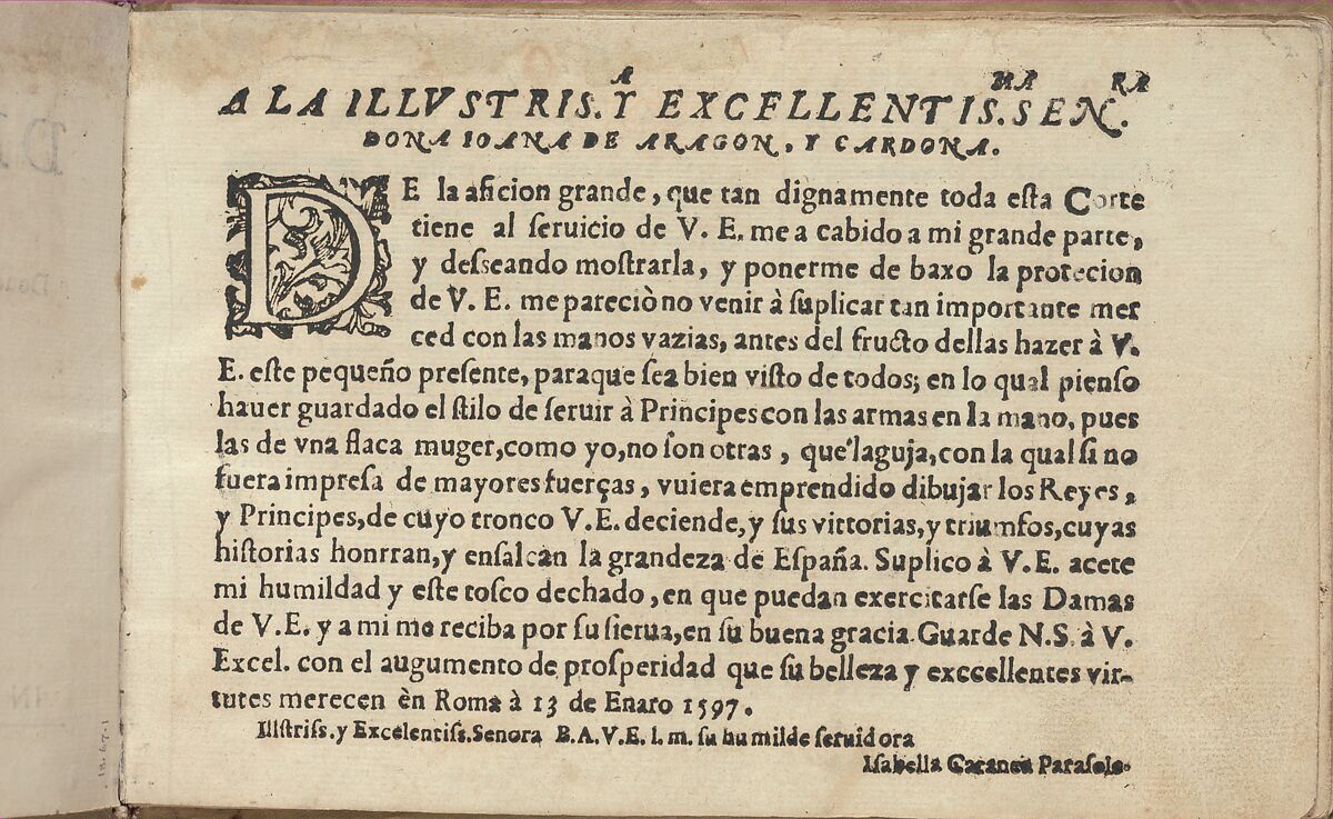 Studio delle virtuose Dame, page 2 (recto), Isabella Catanea Parasole (Italian, ca. 1565/70–ca. 1625), Woodcut 