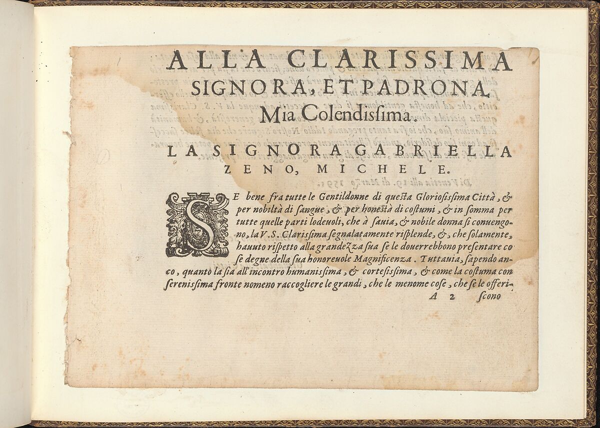 Prima parte de' fiori, page 2 (recto), Giovanni Battista Ciotti (Italian, born Siena, ca. 1560), Woodcut 
