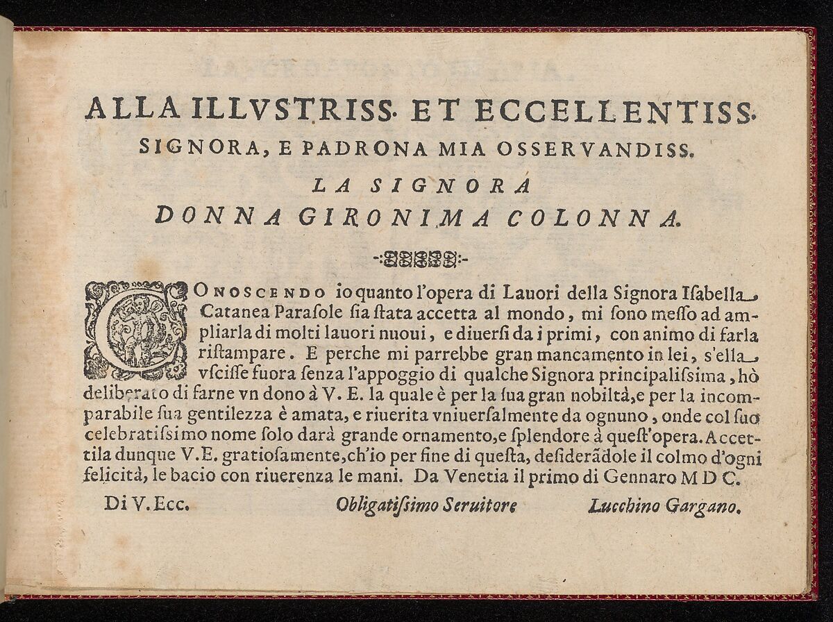 Pretiosa Gemma delle virtuose donne, page 2 (recto), Isabella Catanea Parasole (Italian, ca. 1565/70–ca. 1625), Woodcut 