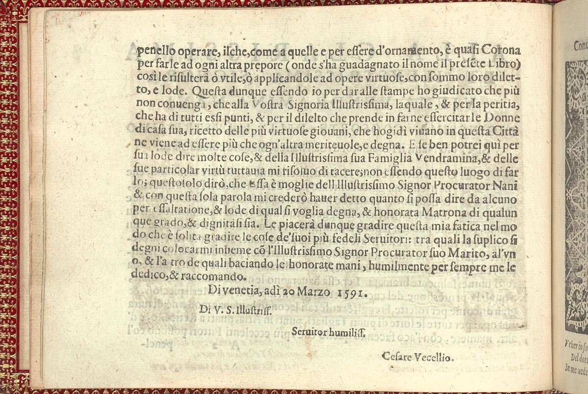 Corona delle Nobili et Virtuose Donne: Libro I-IV, page 2 (verso), Cesare Vecellio (Italian, Pieve di Cadore 1521–1601 Venice)  , Venice, Woodcut 
