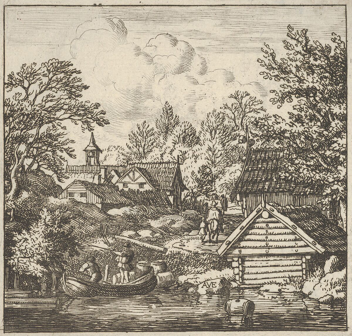 The Unloading of the Barge, Allart van Everdingen (Dutch, Alkmaar 1621–1675 Amsterdam), Etching and engraving 