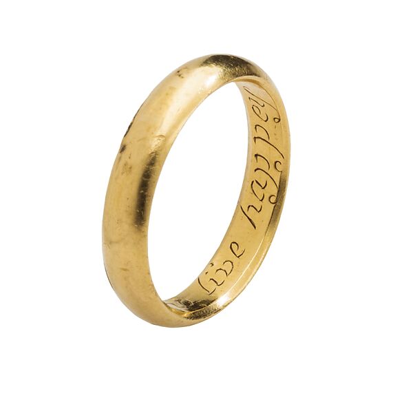 Posy Ring “Love and Live Happey”, Gold, British 