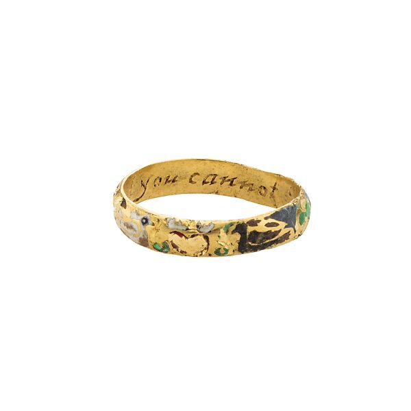 Posy Ring “A Hart More King You Cannot Find”, Gold with enamel, British