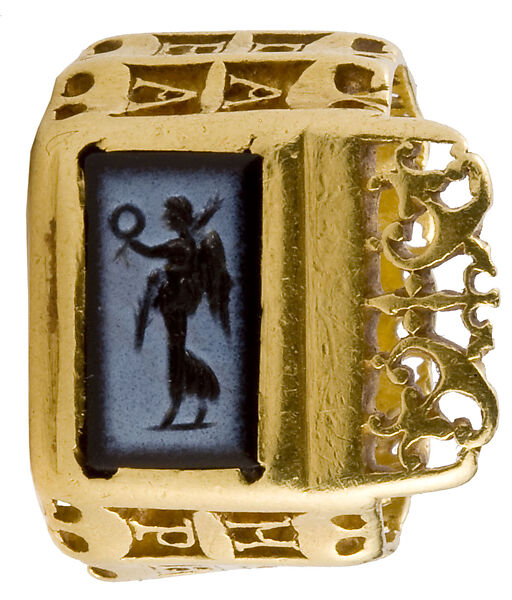 Late Roman Key Ring “Homonoea”, Gold and nicolo, Roman