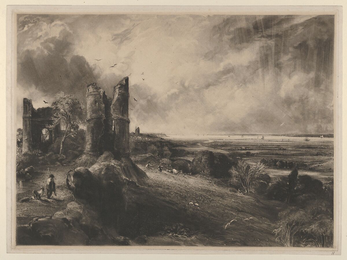 Hadleigh Castle: Large Plate, David Lucas (British, Geddington Chase, Northamptonshire 1802–1881 London), Mezzotint; proof before letters 