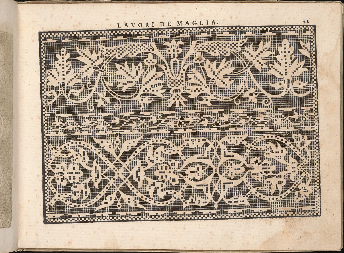 Fiore D'Ogni Virtu Per le Nobili Et Honeste Matrone, page 22 (recto), Isabella Catanea Parasole (Italian, ca. 1565/70–ca. 1625), Woodcut 