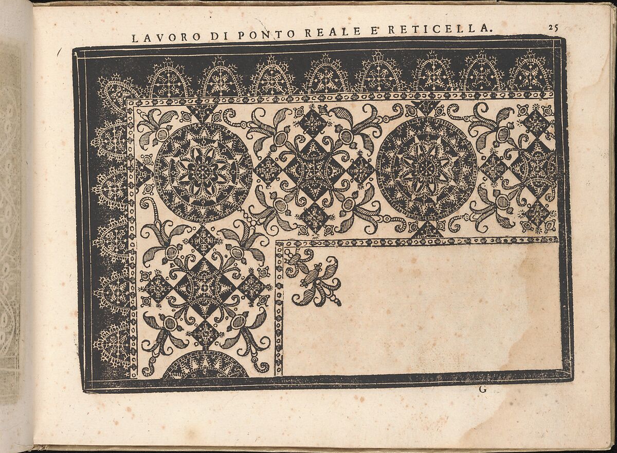 Fiore D'Ogni Virtu Per le Nobili Et Honeste Matrone, page 25 (recto), Isabella Catanea Parasole (Italian, ca. 1565/70–ca. 1625), Woodcut 