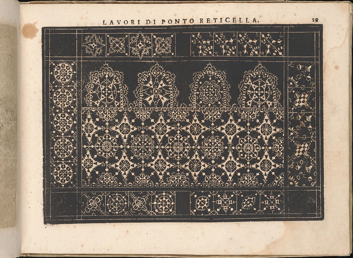Fiore D'Ogni Virtu Per le Nobili Et Honeste Matrone, page 28 (recto), Isabella Catanea Parasole (Italian, ca. 1565/70–ca. 1625), Woodcut 