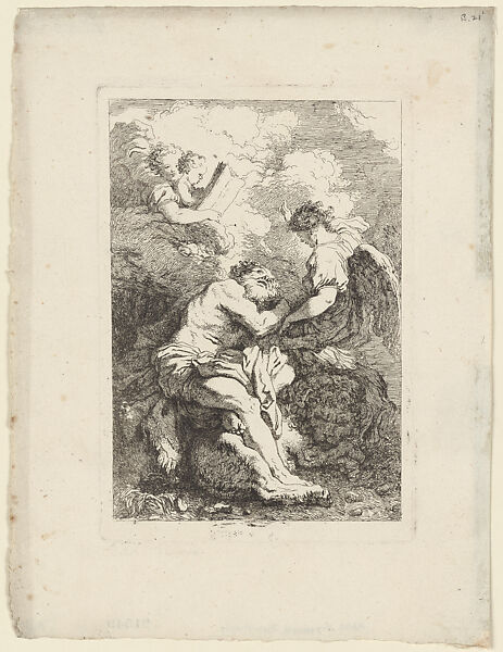 The Vision of Saint Jerome, Jean Honoré Fragonard (French, Grasse 1732–1806 Paris), Etching, first state of three 