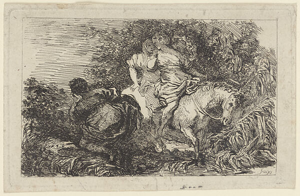 The Flight of Cloelia, Jean Honoré Fragonard (French, Grasse 1732–1806 Paris), Etching 