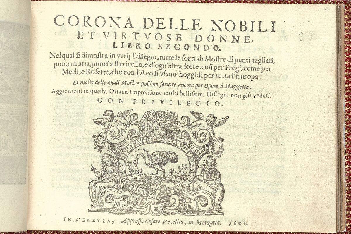 Corona delle Nobili et Virtuose Donne: Libro I-IV, page 29 (recto), Cesare Vecellio (Italian, Pieve di Cadore 1521–1601 Venice)  , Venice, Woodcut 
