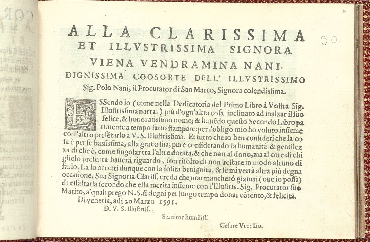 Corona delle Nobili et Virtuose Donne: Libro I-IV, page 30 (recto), Cesare Vecellio (Italian, Pieve di Cadore 1521–1601 Venice)  , Venice, Woodcut 
