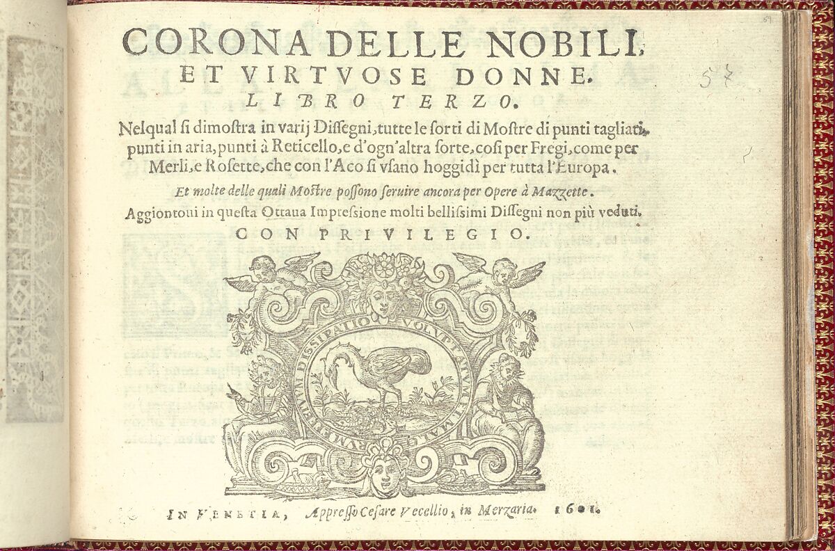 Corona delle Nobili et Virtuose Donne: Libro I-IV, page 57 (recto), Cesare Vecellio (Italian, Pieve di Cadore 1521–1601 Venice)  , Venice, Woodcut 