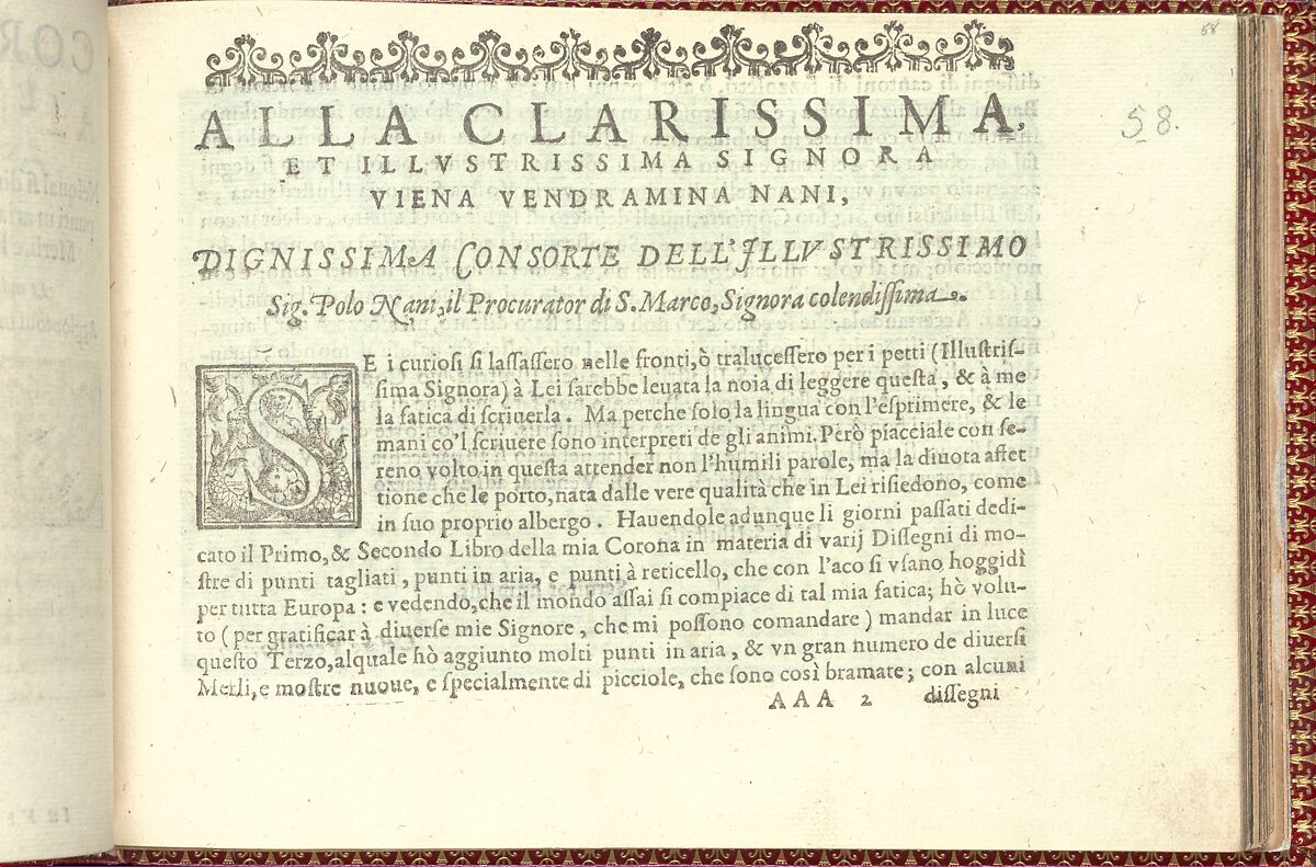 Corona delle Nobili et Virtuose Donne: Libro I-IV, page 58 (recto), Cesare Vecellio (Italian, Pieve di Cadore 1521–1601 Venice)  , Venice, Woodcut 