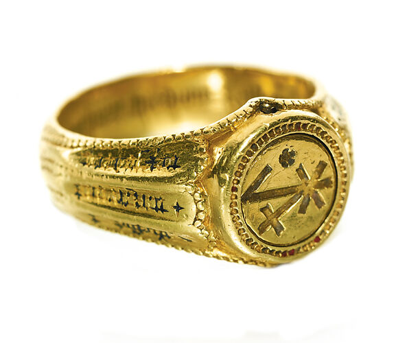 Medieval Iconographic Ring with St. Catherine, the Virgin, and Child, British