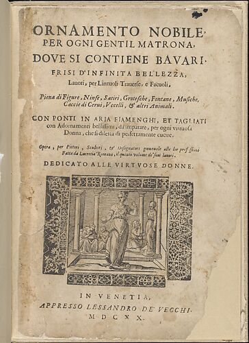 Ornamento nobile...Fatta da Lucretia Romana (Libro V of the Corona), title page (recto)