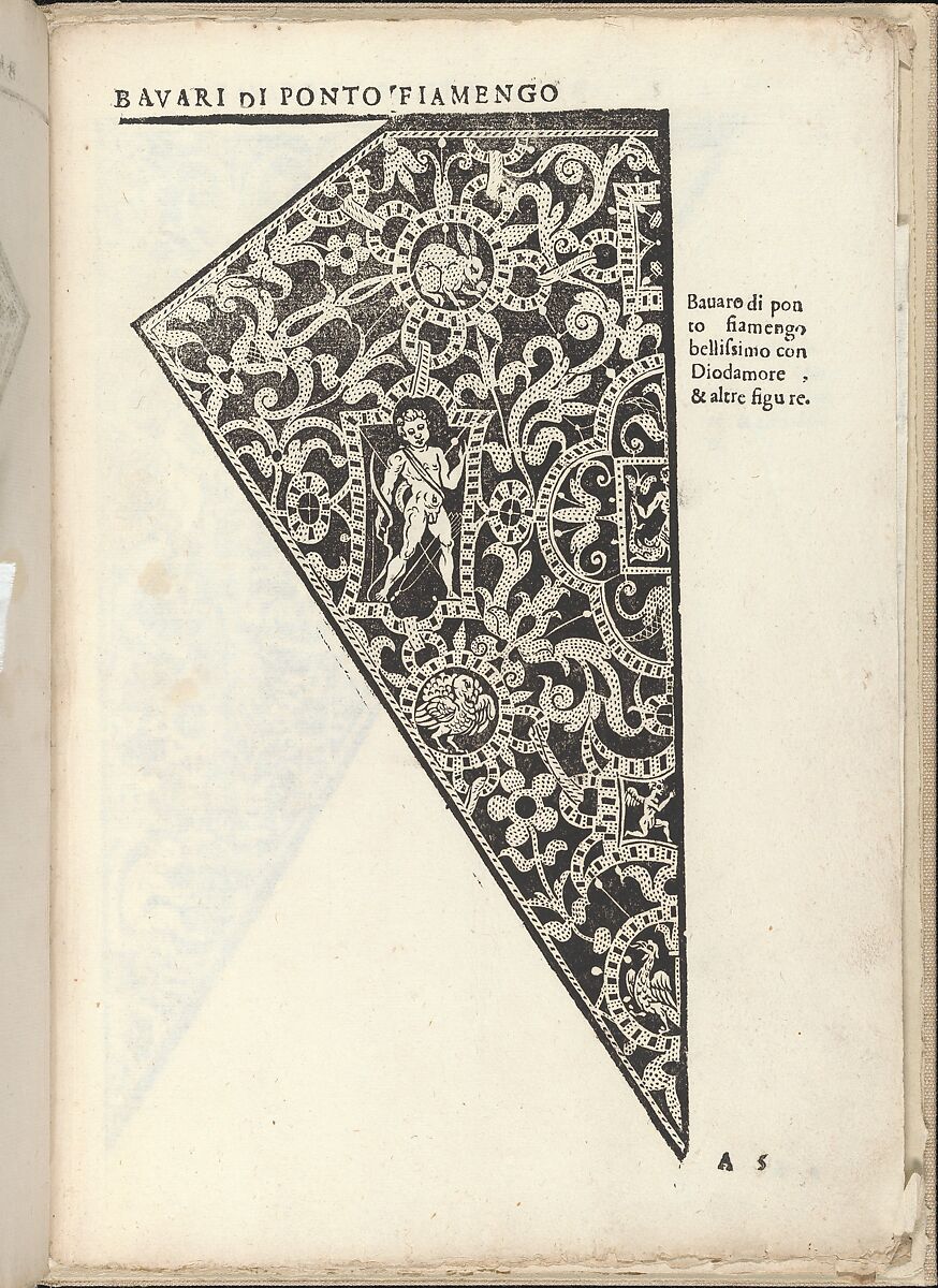 Ornamento nobile...Fatta da Lucretia Romana (Libro V of the Corona), page 5 (recto), Cesare Vecellio (Italian, Pieve di Cadore 1521–1601 Venice), Woodcut 