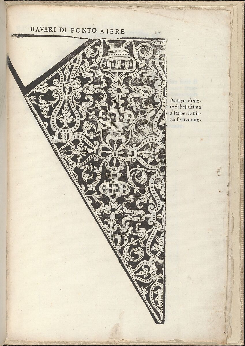 Ornamento nobile...Fatta da Lucretia Romana (Libro V of the Corona), page 13 (recto), Cesare Vecellio (Italian, Pieve di Cadore 1521–1601 Venice), Woodcut 