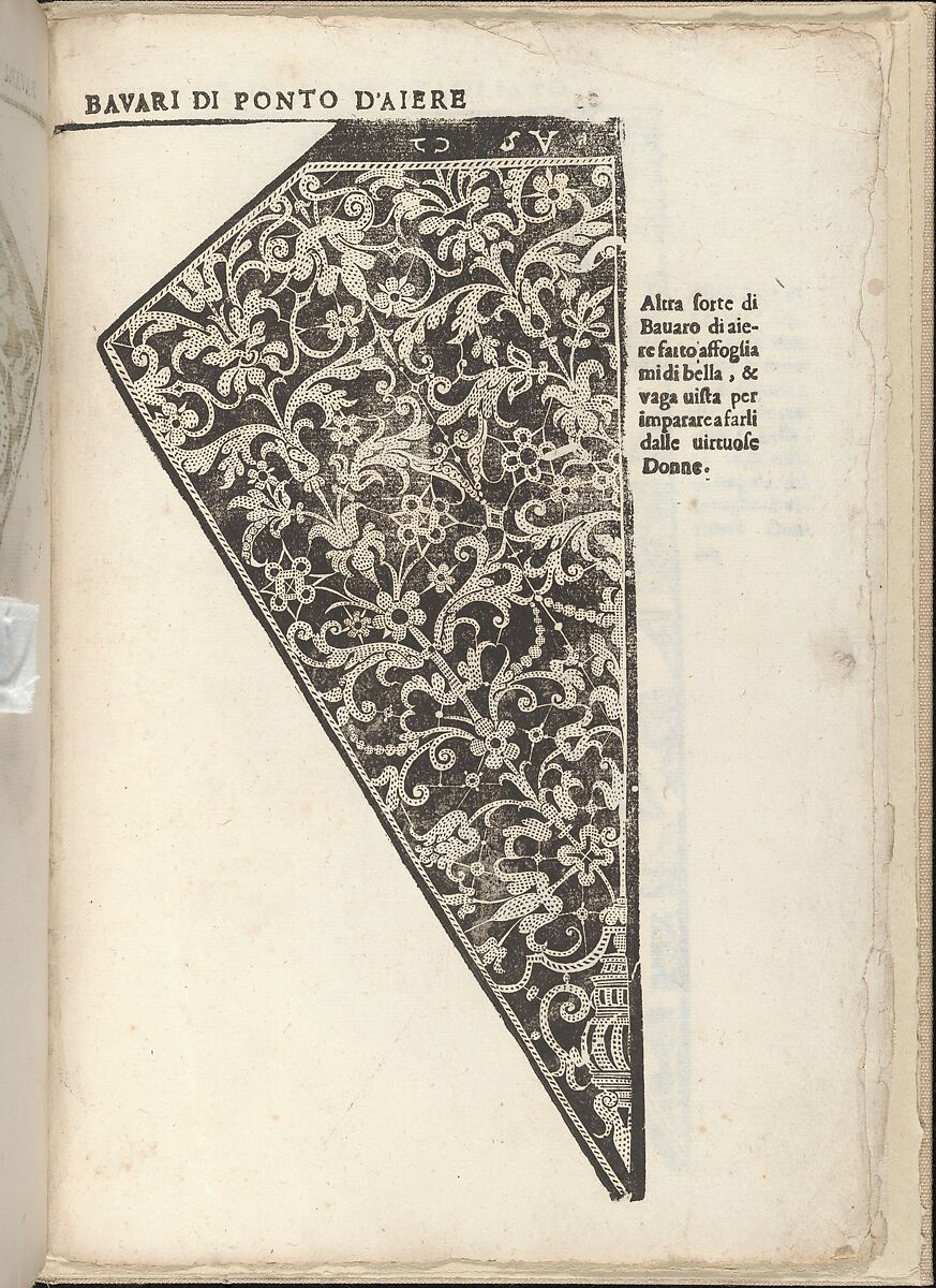 Ornamento nobile...Fatta da Lucretia Romana (Libro V of the Corona), page 14 (recto), Cesare Vecellio (Italian, Pieve di Cadore 1521–1601 Venice), Woodcut 
