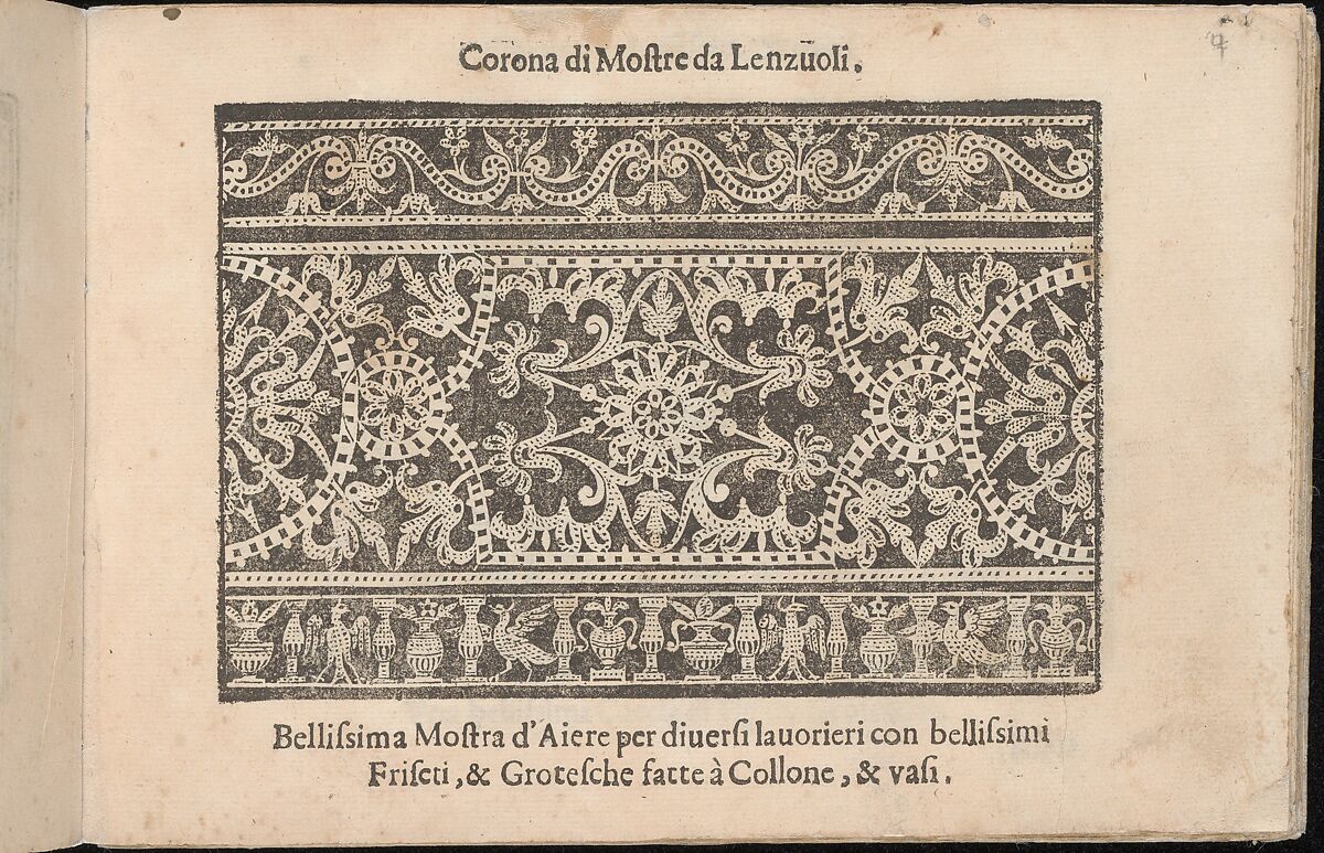 Corona delle Nobile et Virtuose Donne, Libro Terzo, page 4 (recto), Cesare Vecellio (Italian, Pieve di Cadore 1521–1601 Venice)  , Venice, Woodcut 