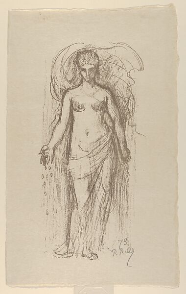 Study of a Woman (Etude de femme / Abundance), Pierre Puvis de Chavannes (French, Lyons 1824–1898 Paris), Lithograph printed in brown ink on Japan paper 