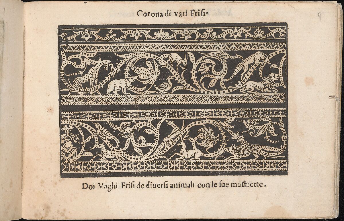 Corona delle Nobile et Virtuose Donne, Libro Terzo, page 9 (recto), Cesare Vecellio (Italian, Pieve di Cadore 1521–1601 Venice)  , Venice, Woodcut 