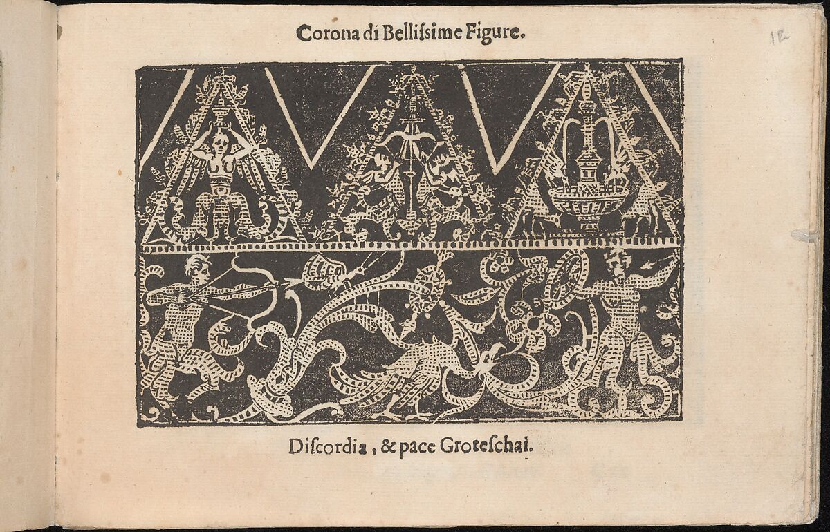 Corona delle Nobile et Virtuose Donne, Libro Terzo, page 12 (recto), Cesare Vecellio (Italian, Pieve di Cadore 1521–1601 Venice)  , Venice, Woodcut 