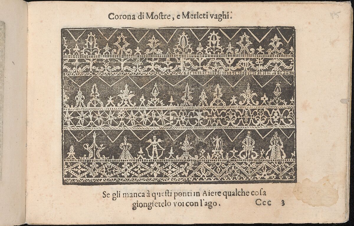 Corona delle Nobile et Virtuose Donne, Libro Terzo, page 15 (recto), Cesare Vecellio (Italian, Pieve di Cadore 1521–1601 Venice)  , Venice, Woodcut 