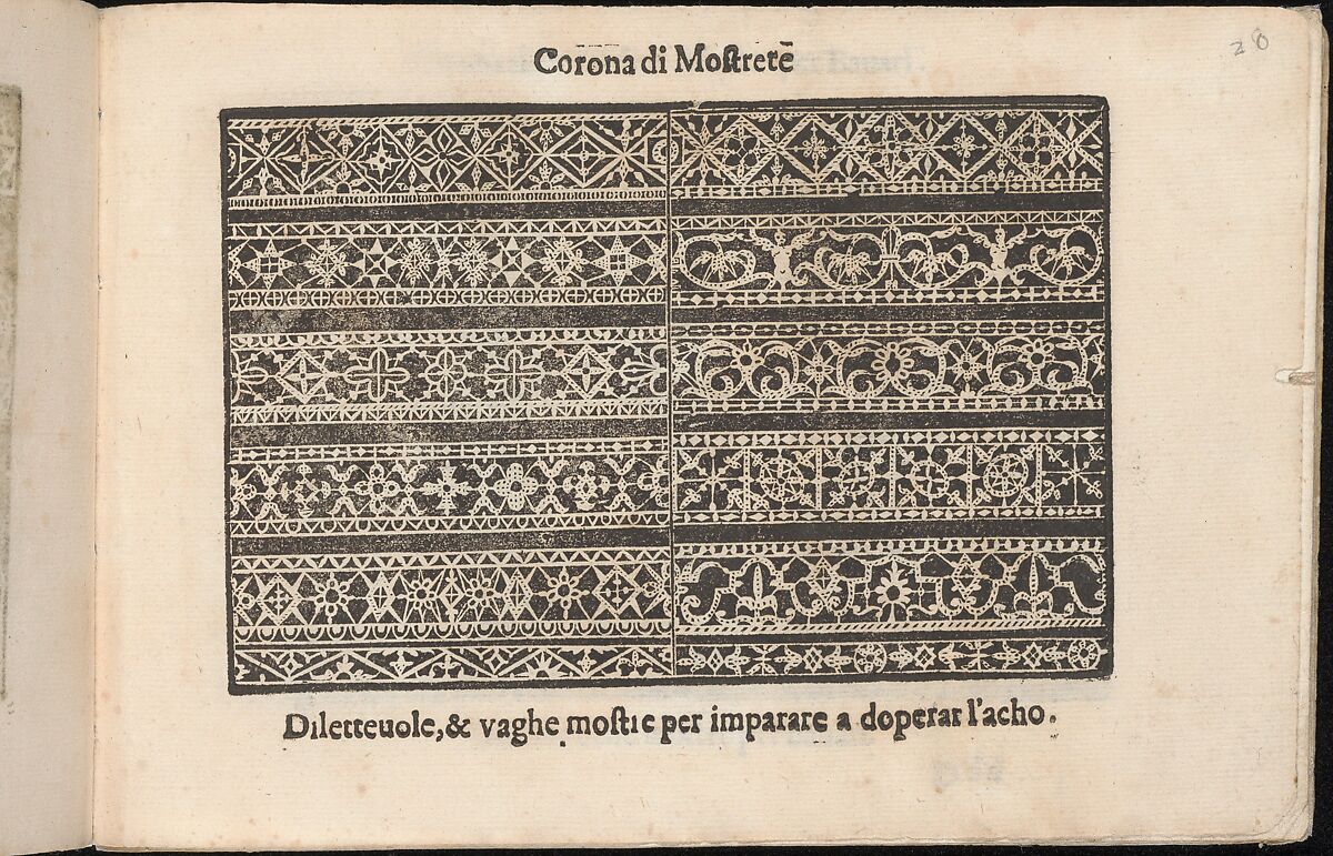Corona delle Nobile et Virtuose Donne, Libro Terzo, page 20 (recto), Cesare Vecellio (Italian, Pieve di Cadore 1521–1601 Venice)  , Venice, Woodcut 