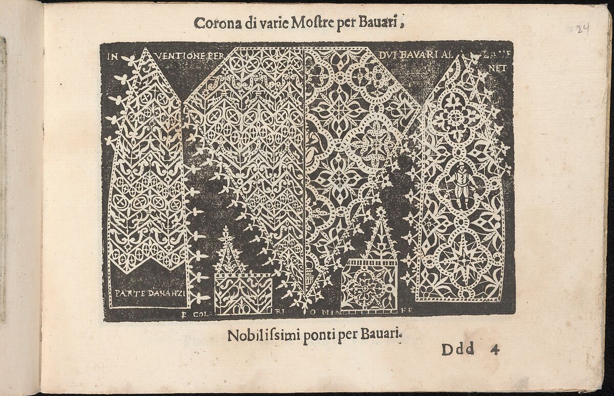 Corona delle Nobile et Virtuose Donne, Libro Terzo, page 24 (recto), Cesare Vecellio (Italian, Pieve di Cadore 1521–1601 Venice)  , Venice, Woodcut 