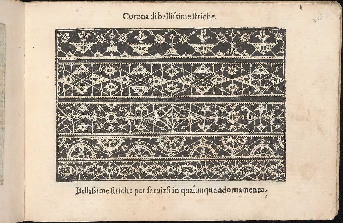 Corona delle Nobile et Virtuose Donne, Libro Terzo, page 26 (recto), Cesare Vecellio (Italian, Pieve di Cadore 1521–1601 Venice)  , Venice, Woodcut 