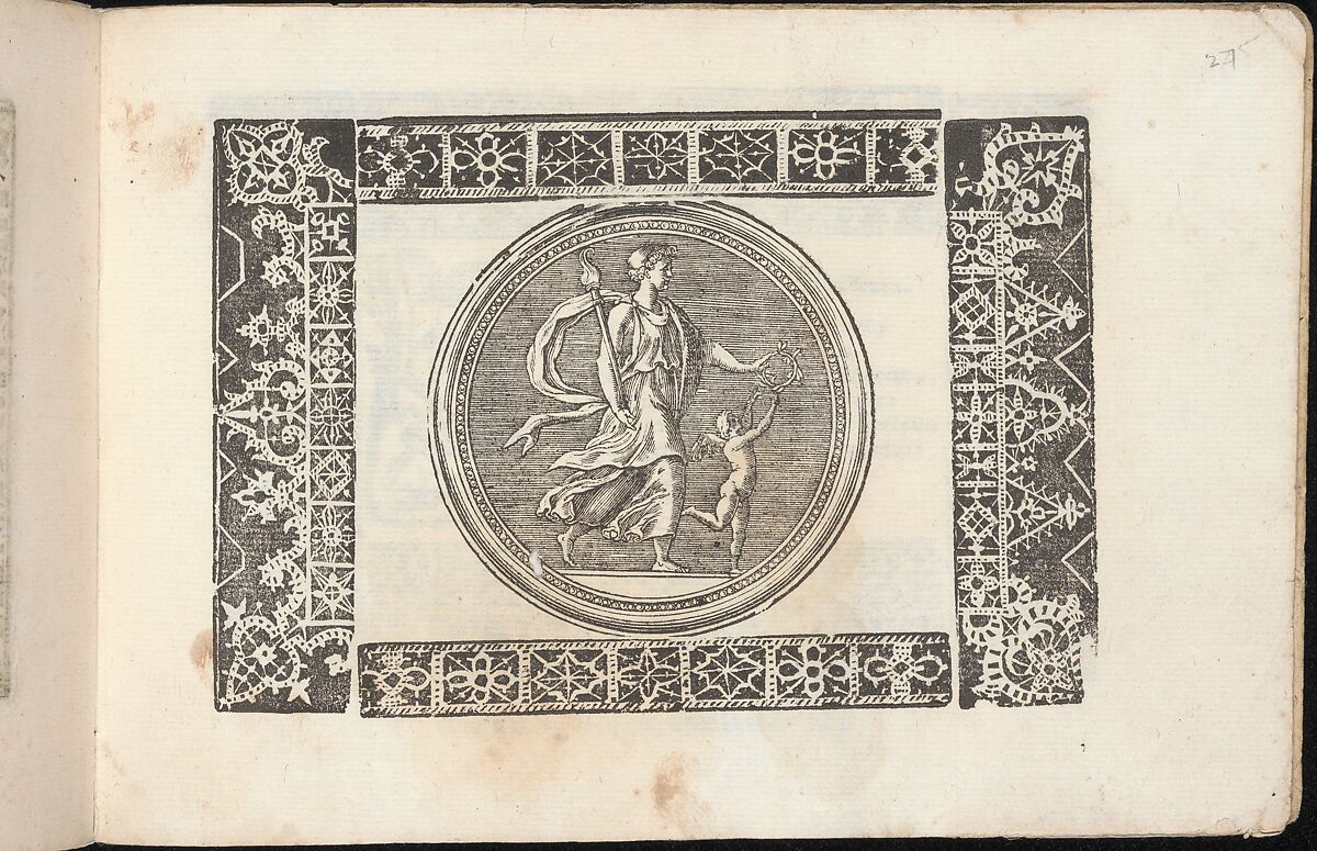 Corona delle Nobile et Virtuose Donne, Libro Terzo, page 27 (recto), Cesare Vecellio (Italian, Pieve di Cadore 1521–1601 Venice)  , Venice, Woodcut 