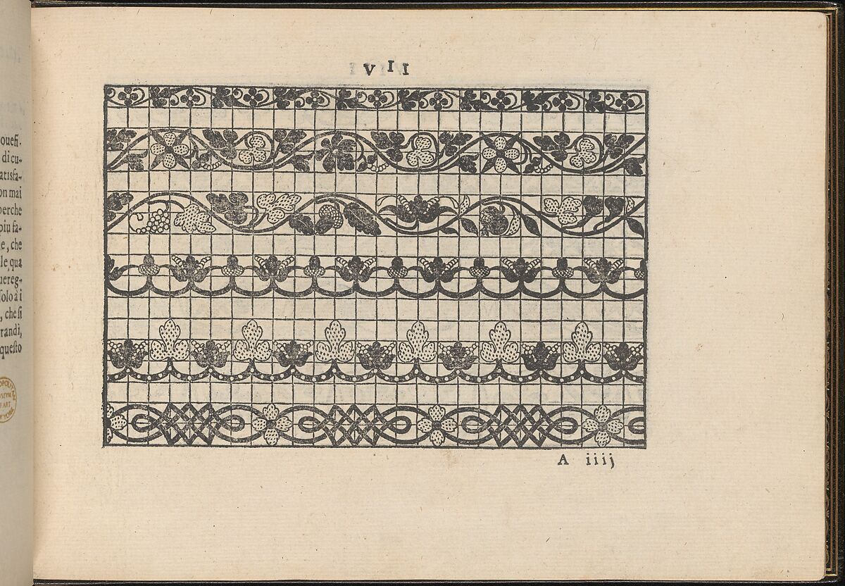 La Vera Perfettione del Disegno di varie sorti di recami, page 4 (recto), Giovanni Ostaus (Italian, active Venice ca. 1554–91)  , Venice, Woodcut 