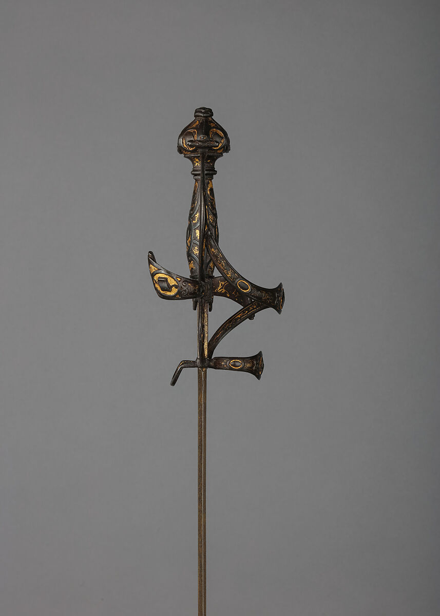 Rapier, Steel, gold, silver, hilt, French; blade, European