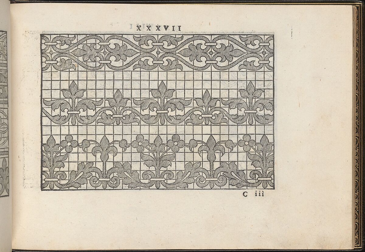 La Vera Perfettione del Disegno di varie sorti di recami, page 19 (recto), Giovanni Ostaus (Italian, active Venice ca. 1554–91)  , Venice, Woodcut 