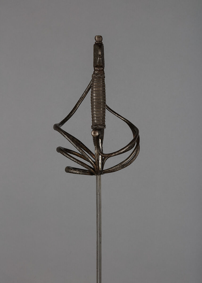 Rapier, Steel, silver, iron wire, gold, Italian