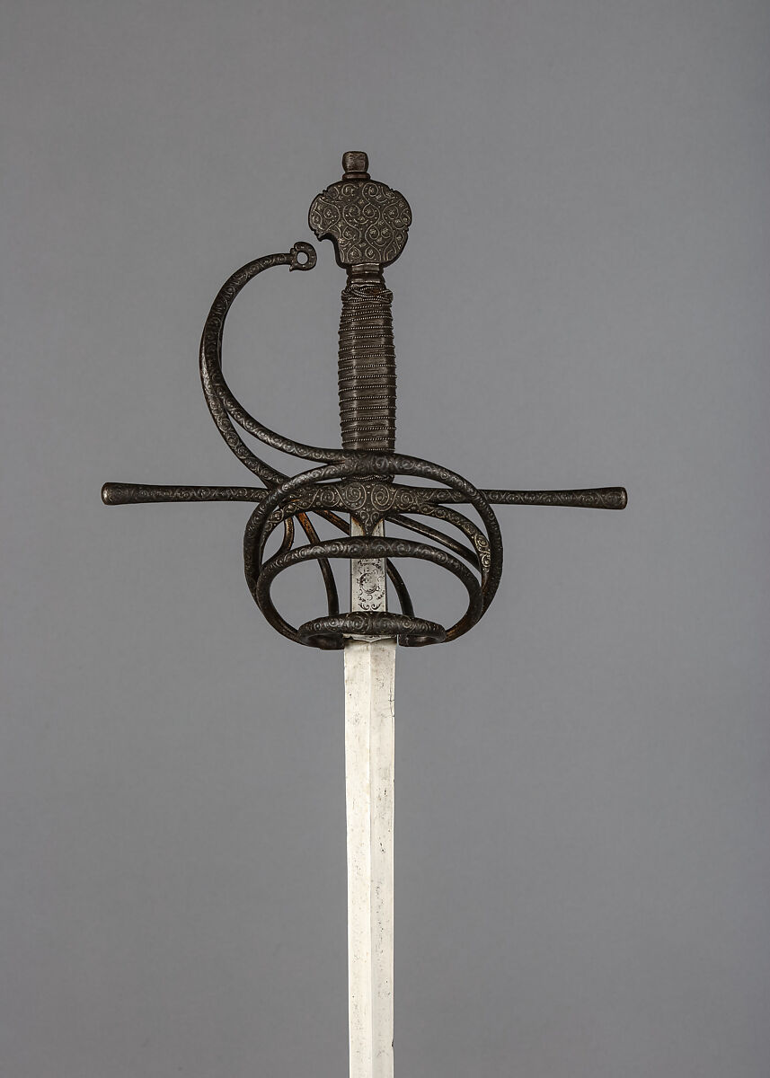 Rapier, Steel, silver, iron wire, gold, Italian 