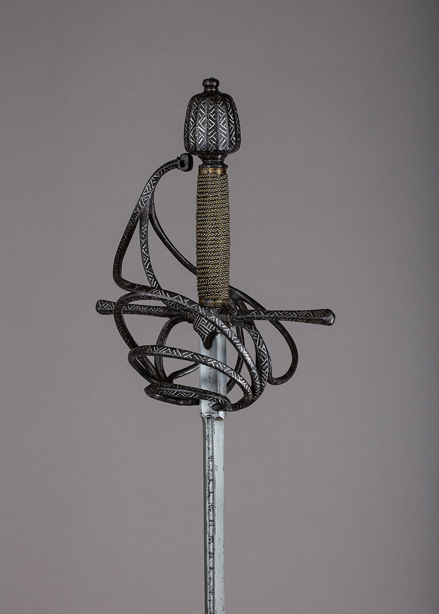 Rapier, Blade by Clemens Hartkopf (German, Solingen, active ca. 1625), Steel, silver, wood, copper alloy, hilt, Italian; blade, German, Solingen