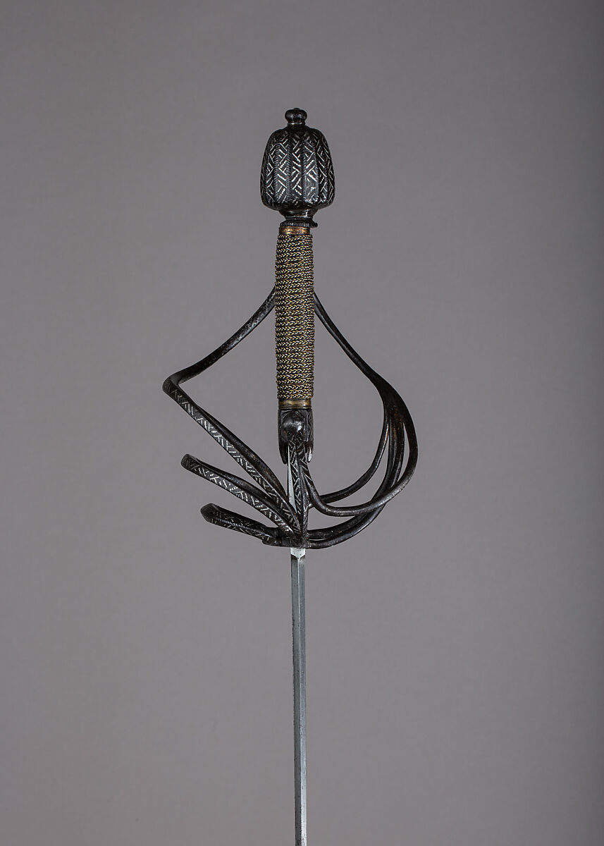 Rapier, Blade by Clemens Hartkopf (German, Solingen, active ca. 1625), Steel, silver, wood, copper alloy, hilt, Italian; blade, German, Solingen
