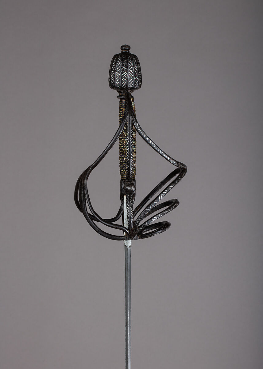 Rapier, Blade by Clemens Hartkopf (German, Solingen, active ca. 1625), Steel, silver, wood, copper alloy, hilt, Italian; blade, German, Solingen